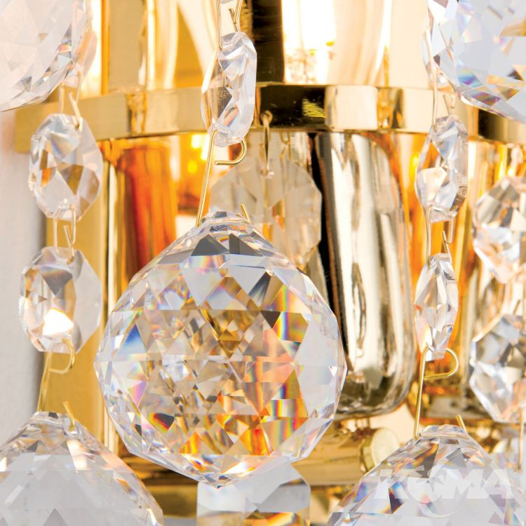 Classic kinkiet złoty kulki kryształ Asfour  Cristal ORION