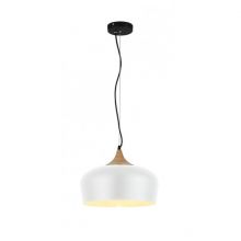 Parma lampa wisząca biała/drewniana 1x60W E27