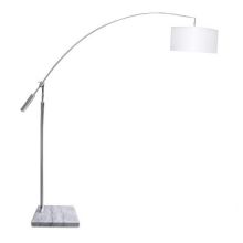 Bianca lampa podłogowa 1x60W E27 230V biały abażur / podstawa chrom + marmur