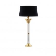 Vera lampa stołowa gabinetowa korpus szklany dzielony 1x60W E27 złota + abażur czarny