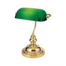 Bankierka lampka gabinetowa 1x60W E27 błyszczący mosiądz klosz zielony