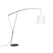 Robin lampa podłogowa włókno węglowe tyczka 1x150W E27 230V czarna + abażur biały bawełna