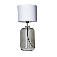 Ystad lampka stołowa E27 40W transparentno/szara+biały abażur