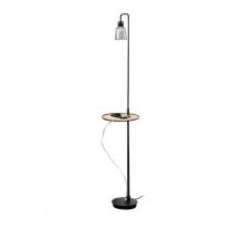 Drop&drip lampa podłogowa led 3W 2700K 345lm + usb czarna/przydymiony klosz
