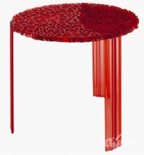 T-table stolik d50cm h44cm czerwony