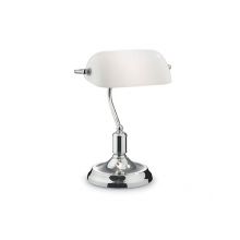 Lawyer lampa stołowa 1x60W E27 230V chrom/biały klosz
