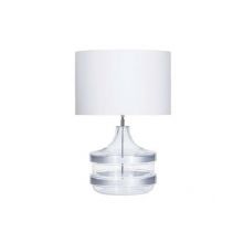 Baden lampa stołowa 1x60W E27 230V transparentna - srebrne pasy / biały abażur