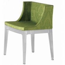 Mademoiselle fotel 55x52.5x74cm przezroczysty-damaszkowy zielony