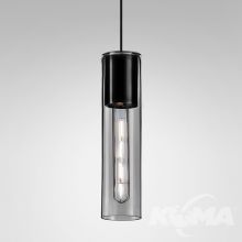 Modern_SP glass tube lampa wiszaca dymione szkło / czarna struktura 1x50W E27 śr.7cm	