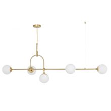 Orb lampa wisząca sufitowa 6x7W led mosiądz mat + klosz biały matowy