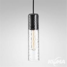 Modern_TR glass tube lampa wiszaca trapezowe szkło / czarna struktura 1x50W E27 śr.7cm