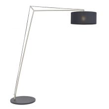 Crane lampa stojąca na wysięgniku 1x10W led E27 nikiel matowy abażur czarny cotton