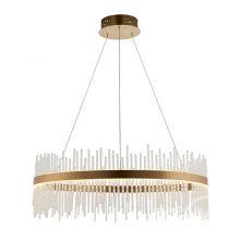 Ring lampa wisżaca ring z soplami 57W led złoty szczotkowany plus szklane pręty