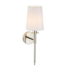 Kinkiet ścienny szczelisty 6W led E14 jasny nikiel plus abażur tkanina w stylu vintage