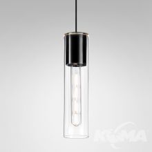 Modern_TP glass tube lampa wiszaca transparentne szkło / czarna struktura 1x50W  E27 śr.7cm  