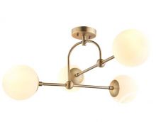 Sami_flush lampa sufitowa 4x7W led mosiądz antyczny + klosz biały matowy