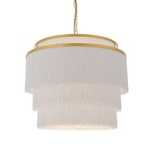 Adorned lampa wisząca z frędzlami białymi 1x10W E27 złoto antyczne