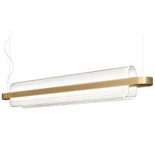 Nami lampa wisząca 4x15W 2700K CRI>90 mosiądz + klosz teksturowy szklany biały