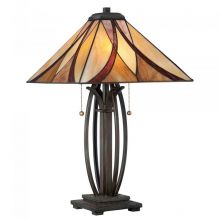 Asheville lampa stołowa 2x60W E27 szkło witrażowe / ciemny brąz