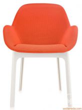 Clap fotel z obiciem gładkim biało-pomarańczowy