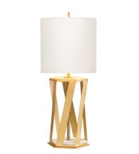 Apollo lampka stołowa E27 15W złota/biały abażur
