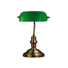 Bankers lampa stołowa 1x40W E14 230V patyna/zielony