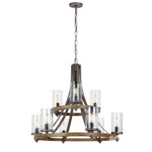 Angelo oprawa wisząca 9xE27 12W czarny/brąz